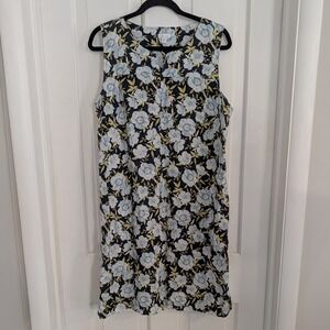 J Jill Love Linen Womens Linen Shift Dress LARGE Floral Cottagecore Airy Comfort